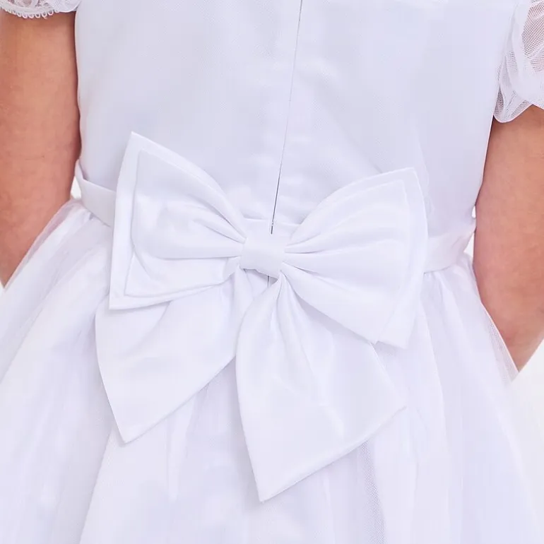 Bonnie Jean Big Kid Girls Communion Short Sleeve Puffed Flower Girl Fit + Flare Dress