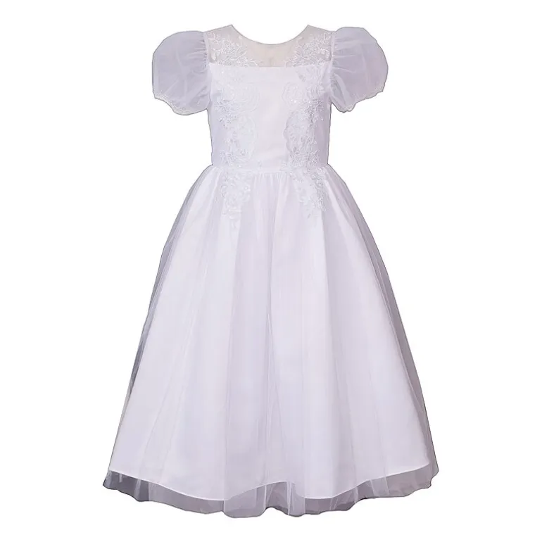 Bonnie Jean Big Kid Girls Communion Short Sleeve Puffed Flower Girl Fit + Flare Dress