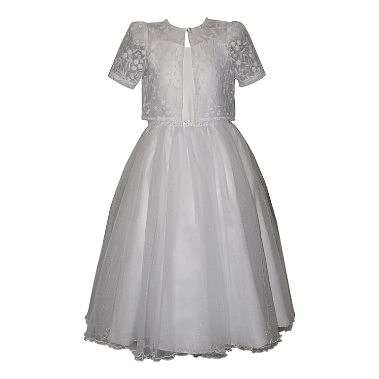 Bonnie Jean Little & Big Kid Girls Short Sleeve Lace Satin Fit + Flare Dress