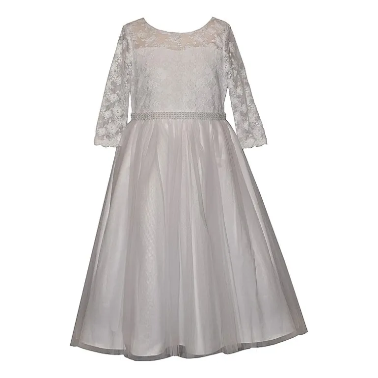 Bonnie Jean Little & Big Kid Girls 3/4 Sleeve Lace Flower Girl Fit + Flare Dress