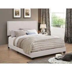Boyd Nailhead Upholstered Rectangle Bed