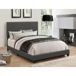 Boyd Nailhead Upholstered Rectangle Bed