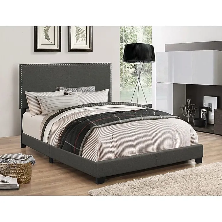Boyd Nailhead Upholstered Rectangle Bed