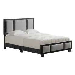 Boyd Sleep Triptych Upholstered Velvet Platform Bed Frame with Adjustable Headboard