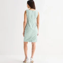 Brianna Milay Womens Keyhole Neck Sleeveless Floral Sheath Dress