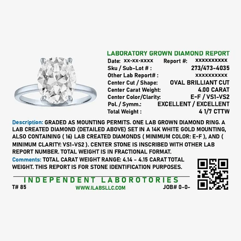 Bridal Addiction Womens 4 1/7 Ct. T.W. Lab Grown White Diamond 14K Gold Oval Solitaire Engagement Ring