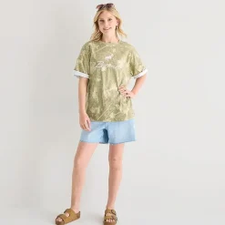 Bronco Camo Tee Womens Juniors Crew Neck Short Sleeve Oversized Graphic T-Shirt
