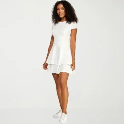 B. Smart Bow Back Womens Juniors Crew Neck Short Sleeve Cap Fit + Flare Dress
