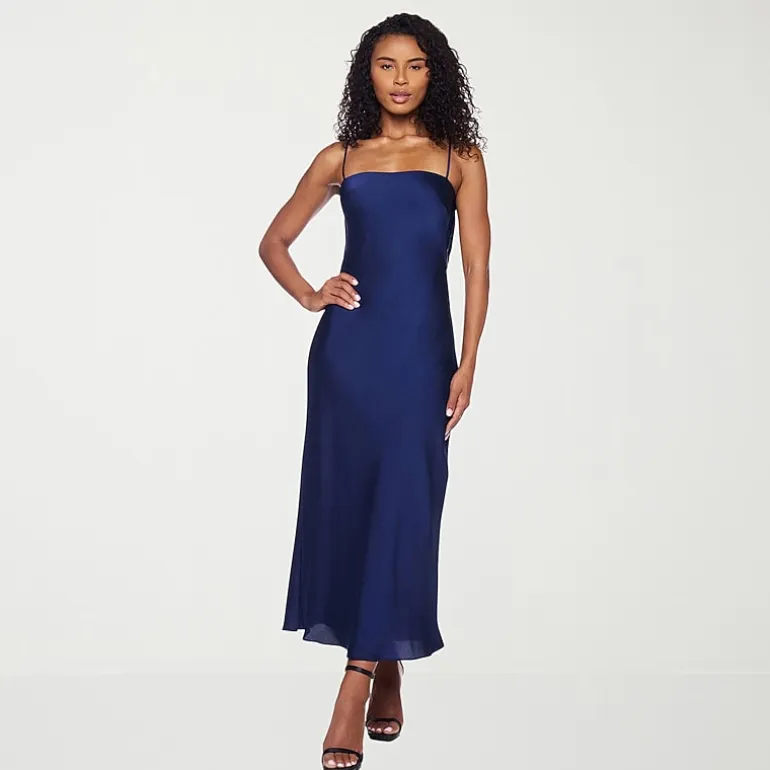 B. Smart Womens Juniors Midi Square Neck Sleeveless Bodycon Dress