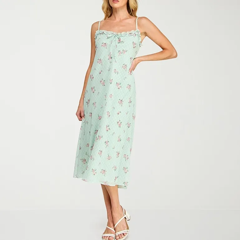 B. Smart Womens Juniors Sleeveless Floral Midi Slip Dress