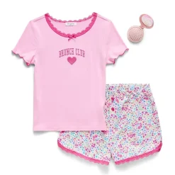 Btween Little & Big Kid Girls Round Neck Short Sleeve 2-pc. Pajama Set