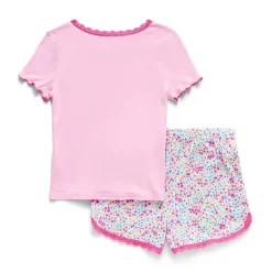 Btween Little & Big Kid Girls Round Neck Short Sleeve 2-pc. Pajama Set