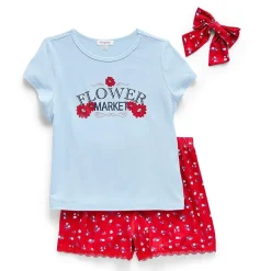 Btween Little & Big Kid Girls Round Neck Short Sleeve 2-pc. Pajama Set