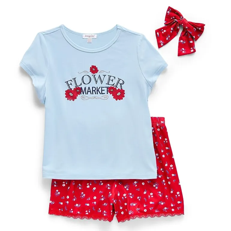 Btween Little & Big Kid Girls Round Neck Short Sleeve 2-pc. Pajama Set