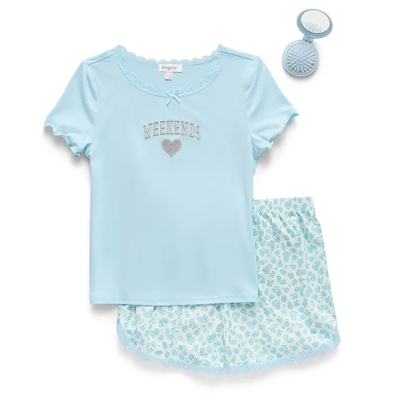 Btween Little & Big Kid Girls Round Neck Short Sleeve 2-pc. Pajama Set
