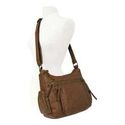 Bueno of California Elephant Large Washed Hobo Crossbody Bag