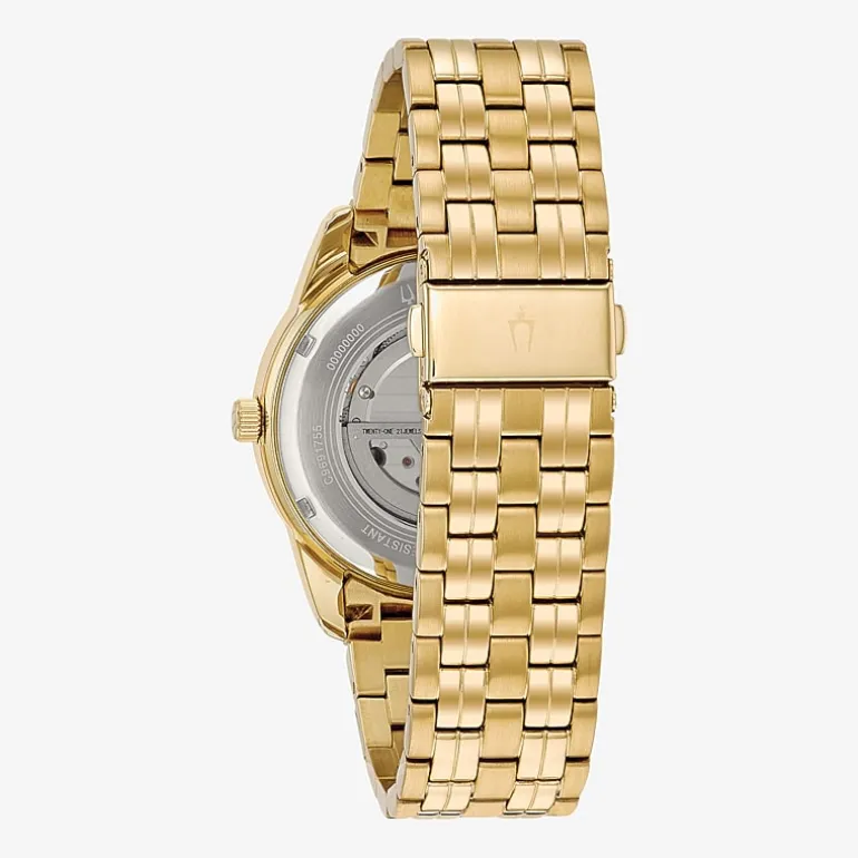Bulova Classic Mens Automatic Gold Tone Stainless Steel Bracelet Watch 97a132
