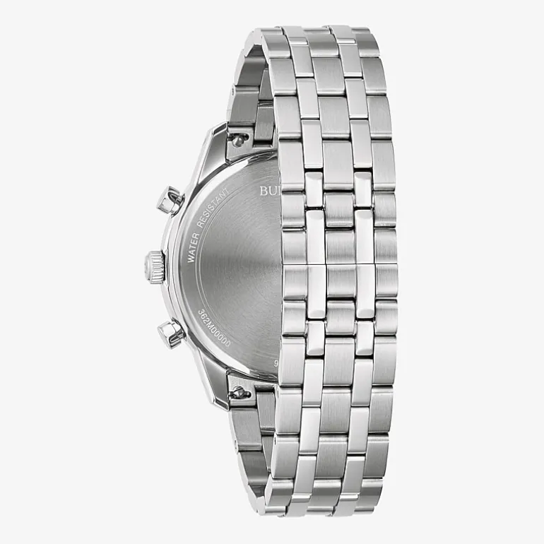 Bulova Classic Sutton Mens Chronograph Silver Tone Stainless Steel Bracelet Watch 96b404