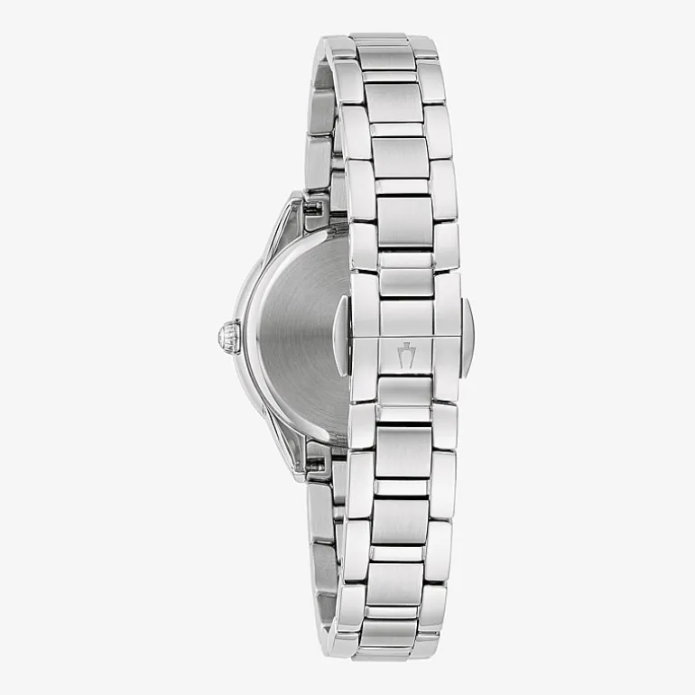 Bulova Classic Sutton Womens Diamond Accent Silver Tone Stainless Steel Bracelet Watch 96r253