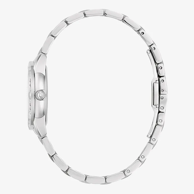 Bulova Classic Sutton Womens Diamond Accent Silver Tone Stainless Steel Bracelet Watch 96r253