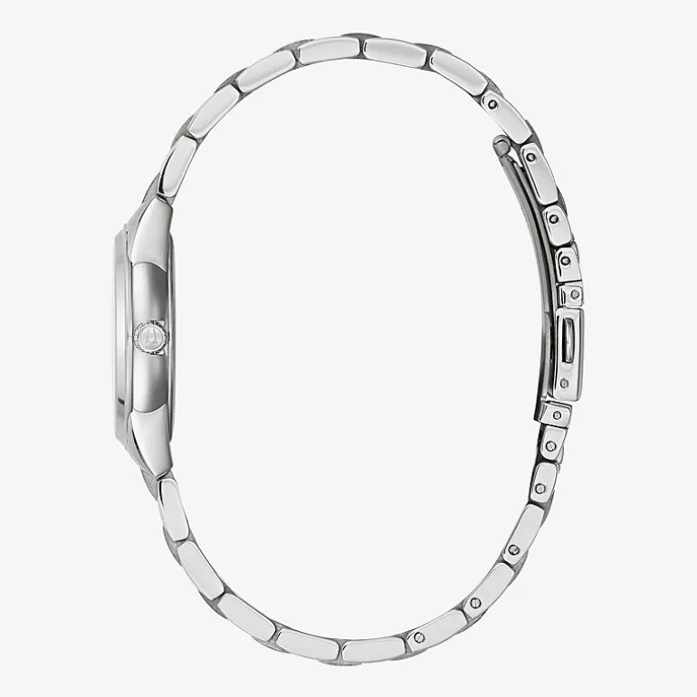 Bulova Classic Womens Diamond Accent Silver Tone Stainless Steel Bracelet Watch 96p250