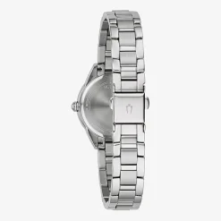 Bulova Classic Womens Diamond Accent Silver Tone Stainless Steel Bracelet Watch 96p250