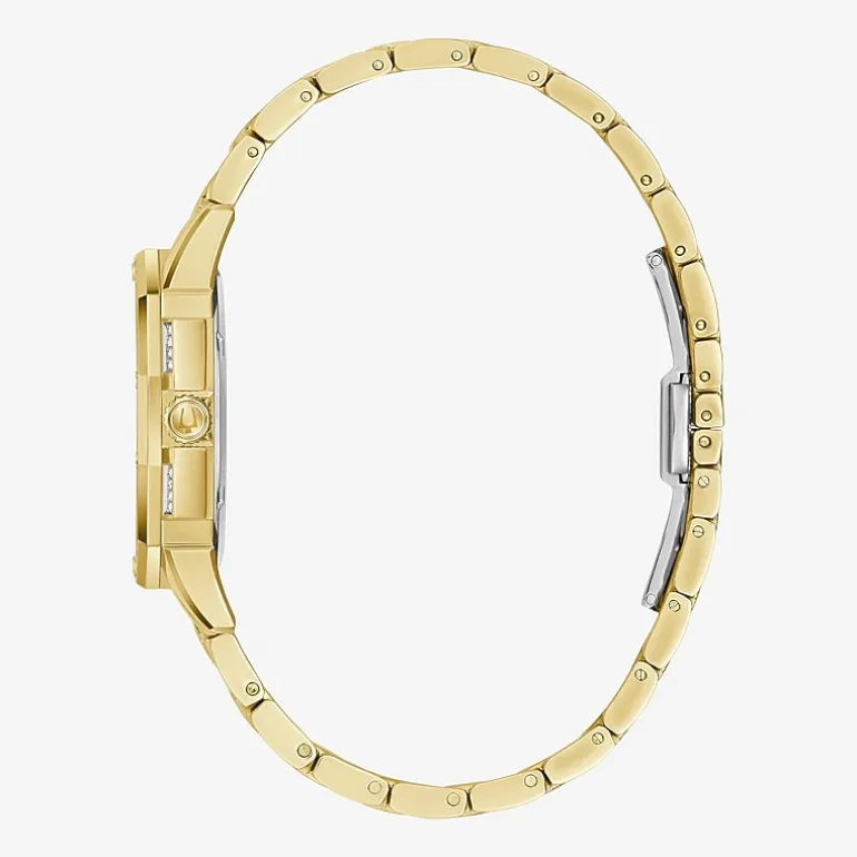 Bulova Crystal Octava Womens Crystal Accent Gold Tone Stainless Steel Bracelet Watch 98l302