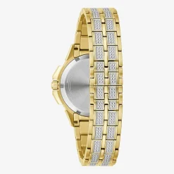 Bulova Crystal Octava Womens Crystal Accent Gold Tone Stainless Steel Bracelet Watch 98l302