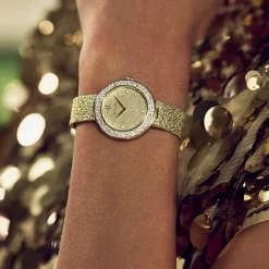 Bulova Crystal Womens Crystal Accent Gold Tone Stainless Steel Strap Watch 98l321