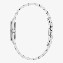 Bulova Crystal Womens Crystal Accent Silver Tone Stainless Steel Bracelet Watch 96l311