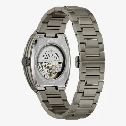 Bulova Maquina Mens Automatic Gray Stainless Steel Bracelet Watch 98a321