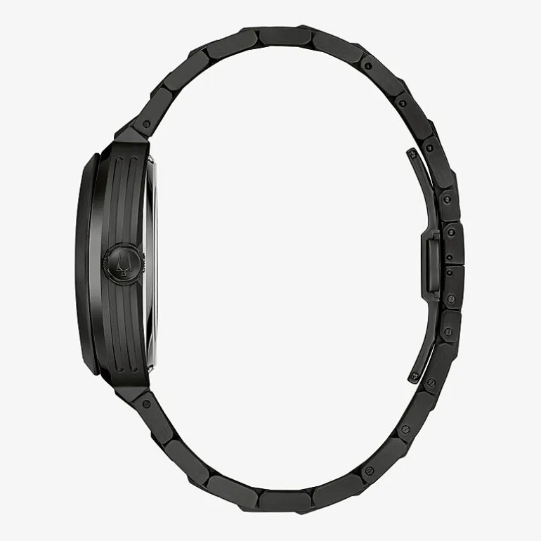 Bulova Maquina Mens Automatic Black Stainless Steel Bracelet Watch 98a320