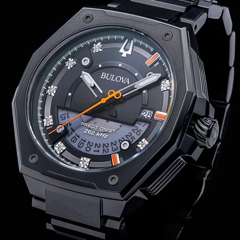 Bulova Marc Anthony Precisionist X Mens Diamond Accent Black Stainless Steel Bracelet Watch 98d183