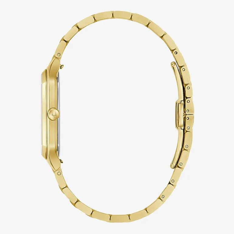 Bulova Mens Gold Tone Stainless Steel Bracelet Watch 97b236