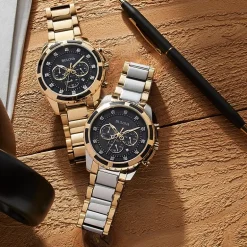 Bulova Mens Gold Tone Stainless Steel Bracelet Watch 97d121
