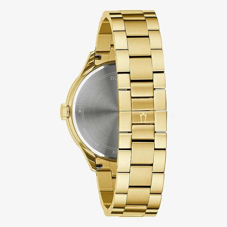 Bulova Mens Gold Tone Stainless Steel Bracelet Watch 97b227