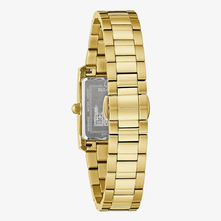 Bulova Our Lady Of Guadalupe / Nuestra Señora De Guadalupe Womens Diamond Accent Gold Tone Stainless Steel Bracelet Watch 97p169