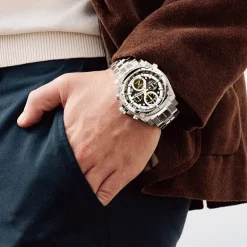Bulova Precisionist Mens Chronograph Silver Tone Stainless Steel Bracelet Watch 96b175