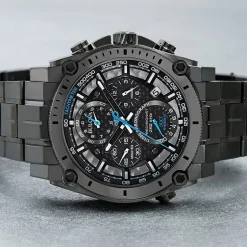 Bulova Precisionist Mens Chronograph Gray Stainless Steel Bracelet Watch 98b229