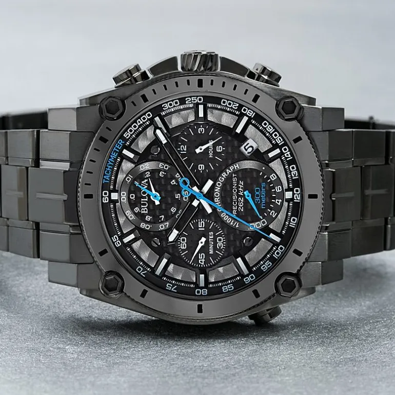 Bulova Precisionist Mens Chronograph Gray Stainless Steel Bracelet Watch 98b229