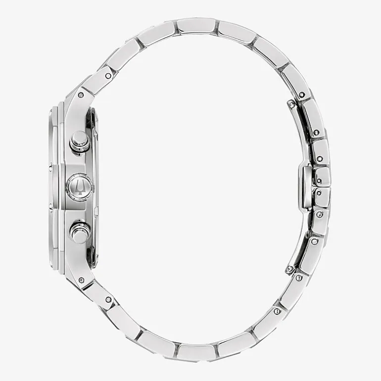 Bulova Prestige Mens Chronograph Silver Tone Stainless Steel Bracelet Watch 96b459