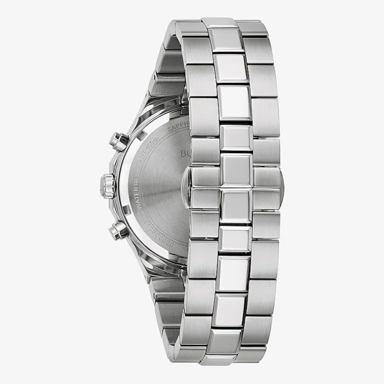 Bulova Prestige Mens Chronograph Silver Tone Stainless Steel Bracelet Watch 96b459