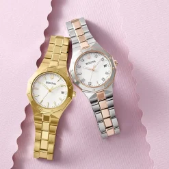 Bulova PrestigeN Womens Two Tone Stainless Steel Bracelet Watch 98p235