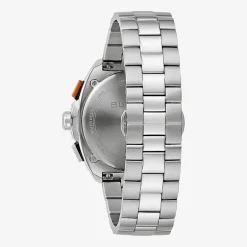 Bulova Racer Mens Chronograph Silver Tone Stainless Steel Bracelet Watch 98b432