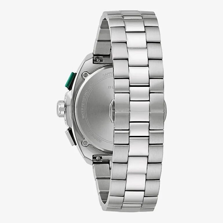 Bulova Racing Mens Chronograph Silver Tone Stainless Steel Bracelet Watch 98b468