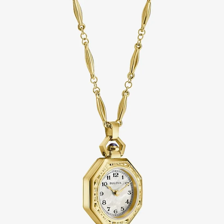 Bulova Rubaiyat Womens Gold Tone Stainless Steel Pocket Watch 97l182