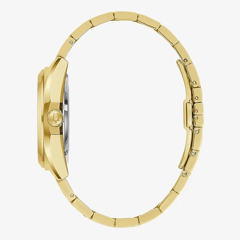 Bulova Surveyor Mens Automatic Gold Tone Stainless Steel Bracelet Watch 97a182