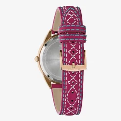 Bulova Sutton Womens Red Leather Strap Watch 97l204