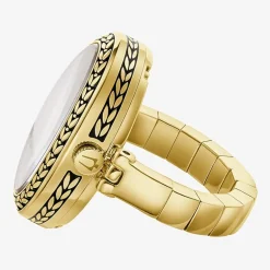 Bulova Womens Gold Tone Stainless Steel Ring Watch 97l188