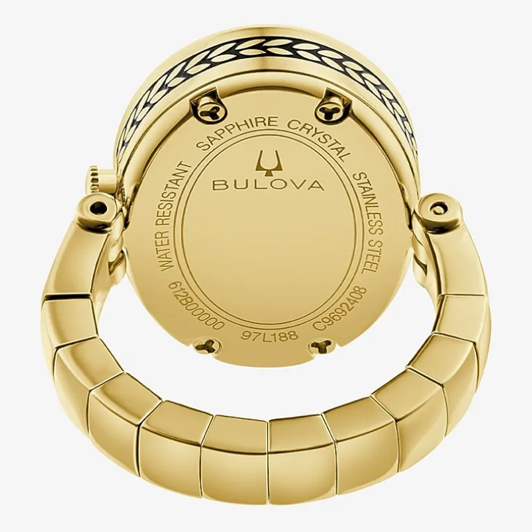 Bulova Womens Gold Tone Stainless Steel Ring Watch 97l188